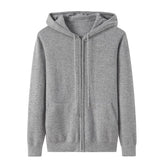Womens Zip - Up Cashmere Hoodie With Kangaroo Pockets Cashmere Cardigans